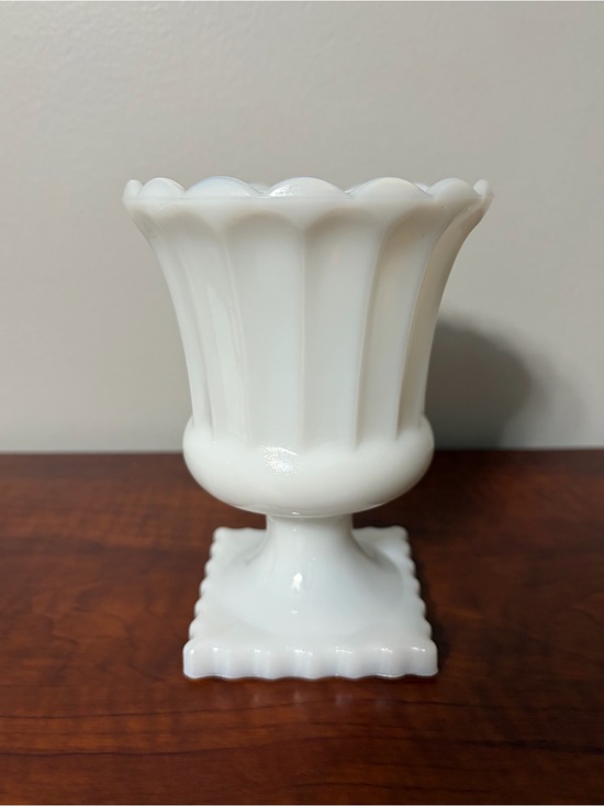 Other - White Milk Glass Scalloped Pedestal Vase